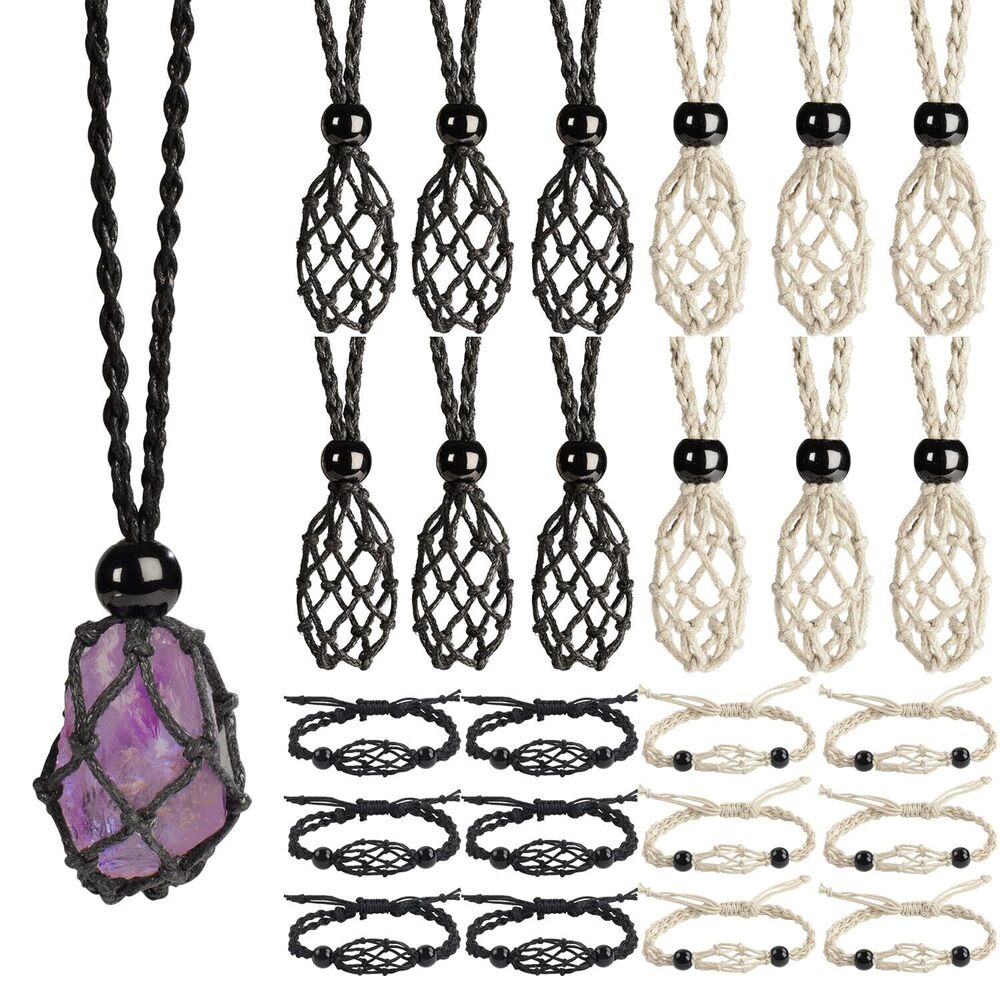 1402 24 PCS Crystal Necklace Gemstone Bracelet Adjustable Crystal Necklace